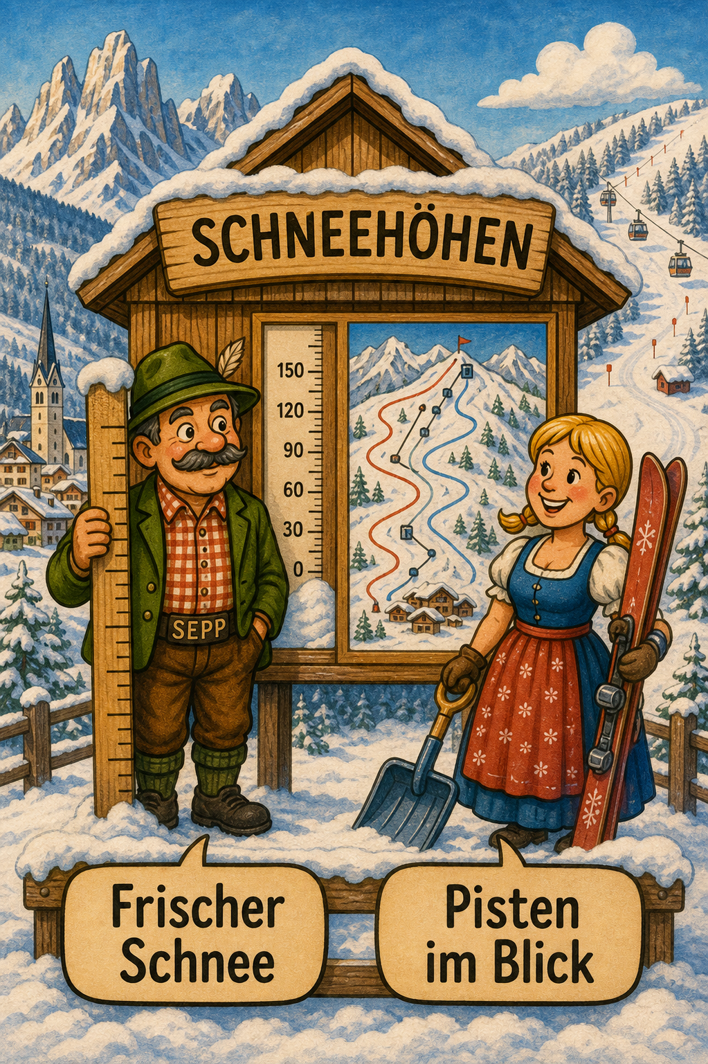 Winterillustration zu Schneehöhen, Pistenbericht und Neuschnee in Sillian und Osttirol